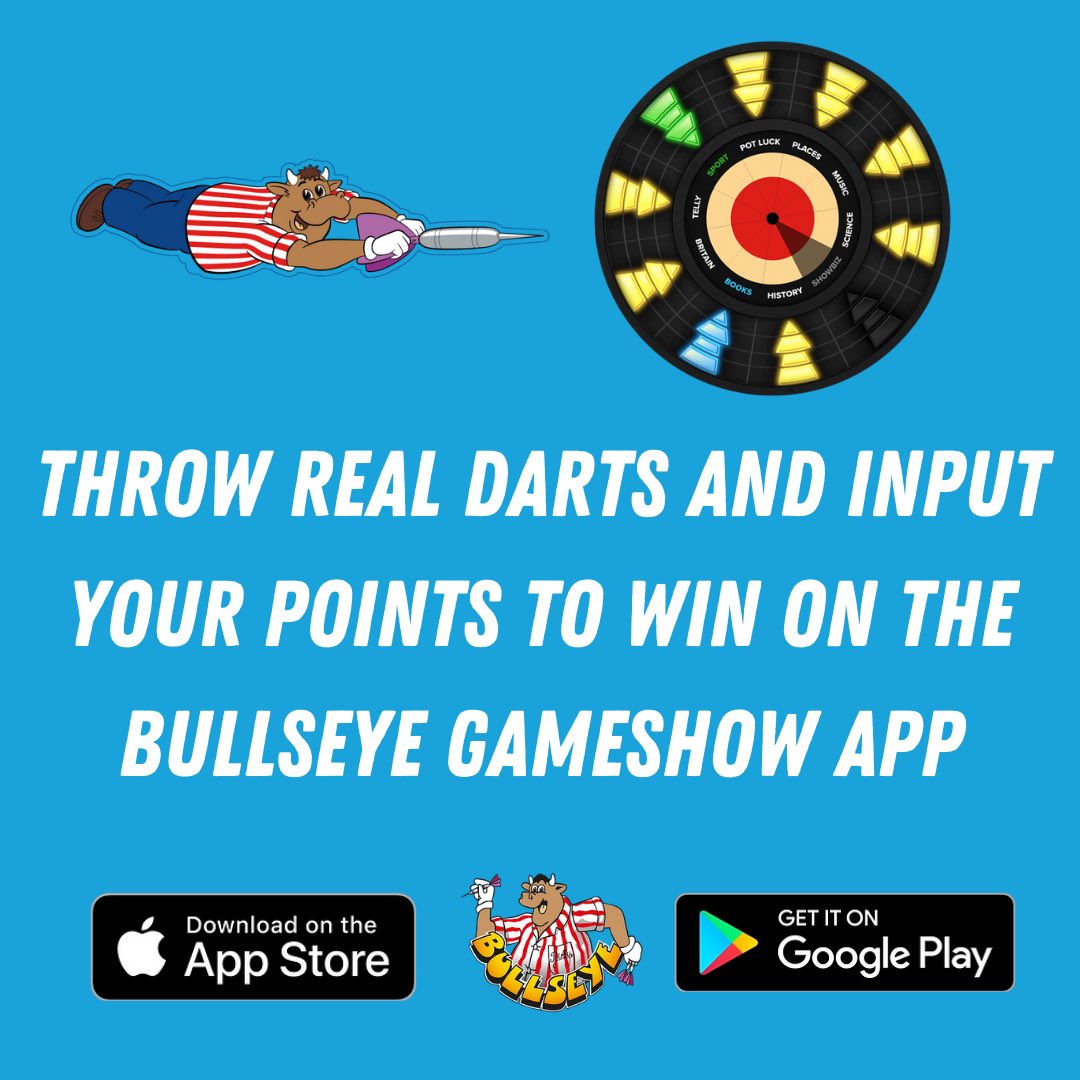 Just bought your first dartboard or been playing for years? The Bullseye Game App allows you to play the entire gameshow from the comfort of your own home with family & friends. You don’t need a fancy projector, just a regular dartboard & the app! Download buff.ly/48laD7n