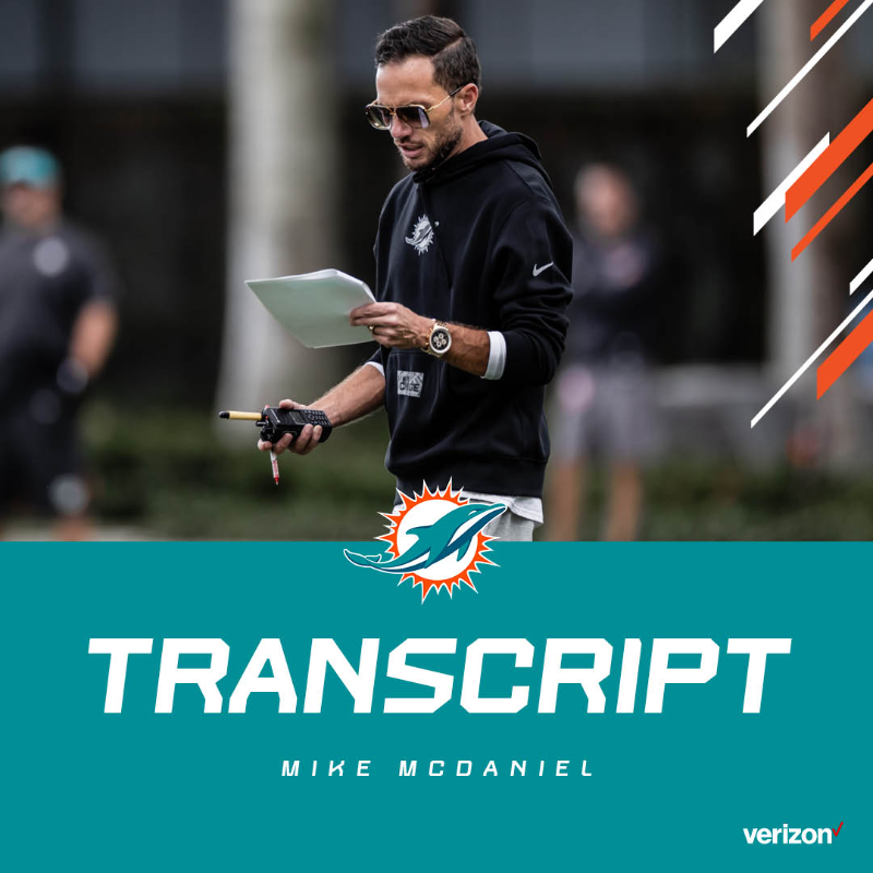 MiamiDolphins's tweet photo. Catch up with Tua Tagovailoa &amp; Mike McDaniel before #BUFvsMIA ⬇️