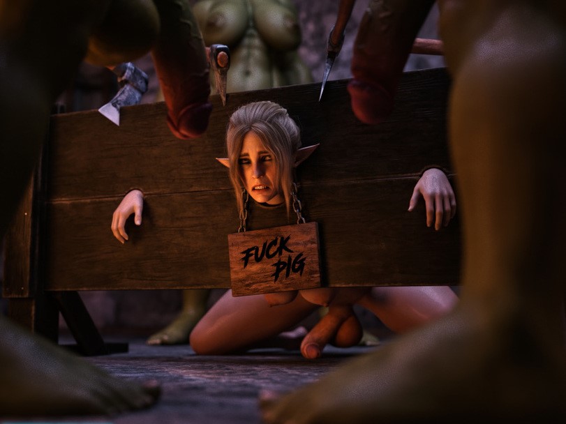 On the way to work at the café you got to close to the orc camp in the nearby forest they put you in the breeding stocks as argue and fight for the right to by first
now you need to get ready to be fucked by 40+ uncaring vicious unforgiving orc's