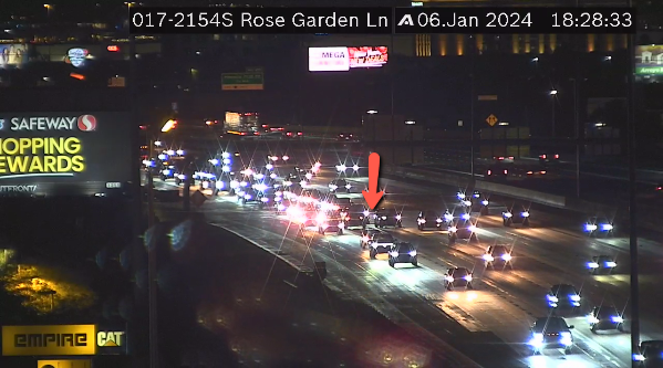 I-17 southbound near Rose Garden: A crash is blocking the center lanes.