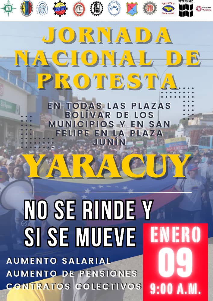 #Yaracuy protesta en todas las plazas Bolívar. En San Felipe en la Pza Junín. ¡Aumento salarial ya!
#El9PaLaCalle