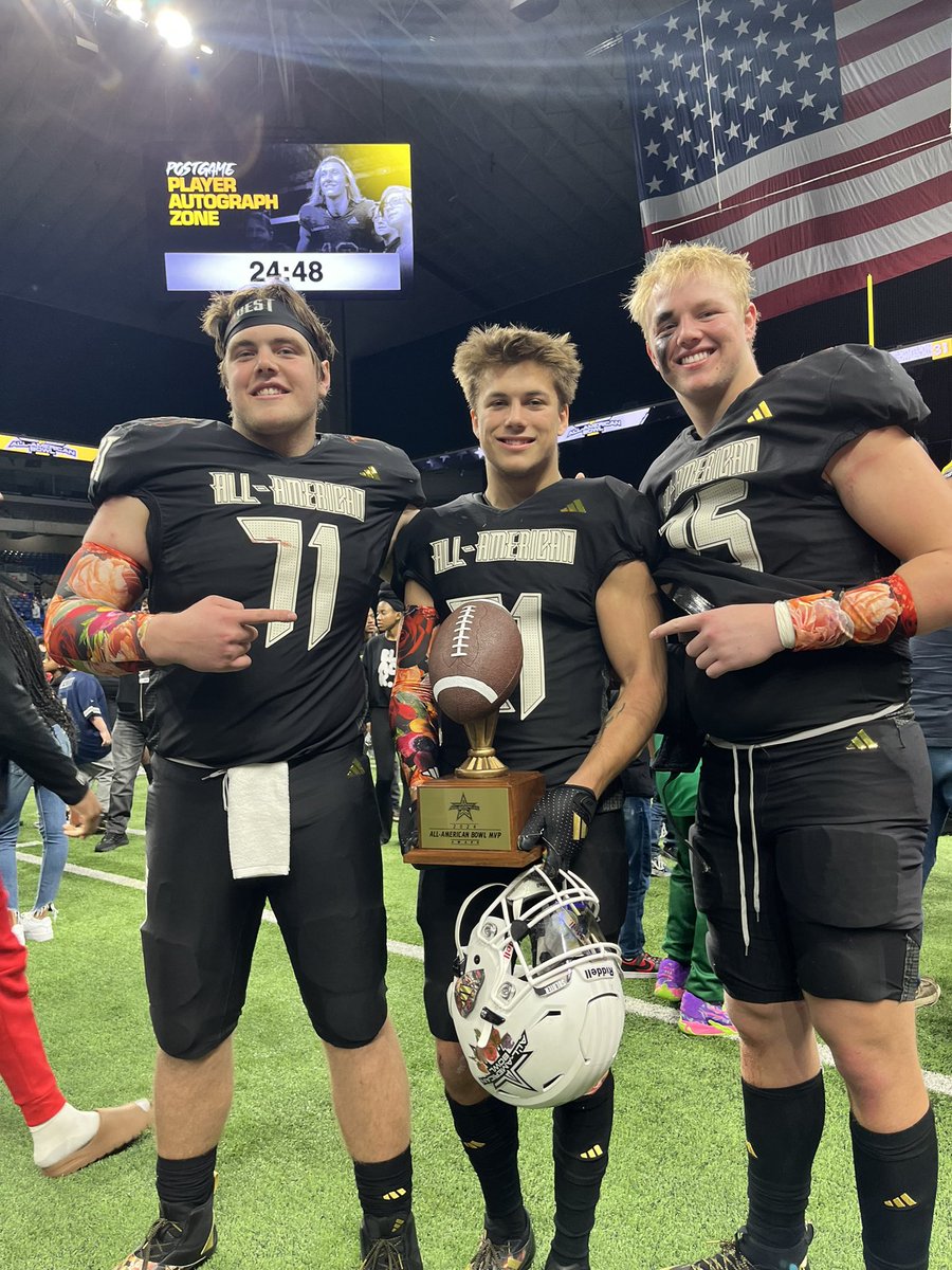 So proud of <a href="/koiperich3/">Koi Perich</a>, <a href="/sunram_riley/">Riley Sunram</a>, <a href="/BrettCarroll24/">Brett Carroll</a> &amp; <a href="/thenathanroy/">Nathan Roy</a> (selected for the game - not pictured) for representing <a href="/GopherFootball/">Minnesota Football</a> and the entire ELITE 2024 class in the <a href="/AABonNBC/">Navy All-American Bowl</a> today!! #RTB #HYPRR #SkiUMah