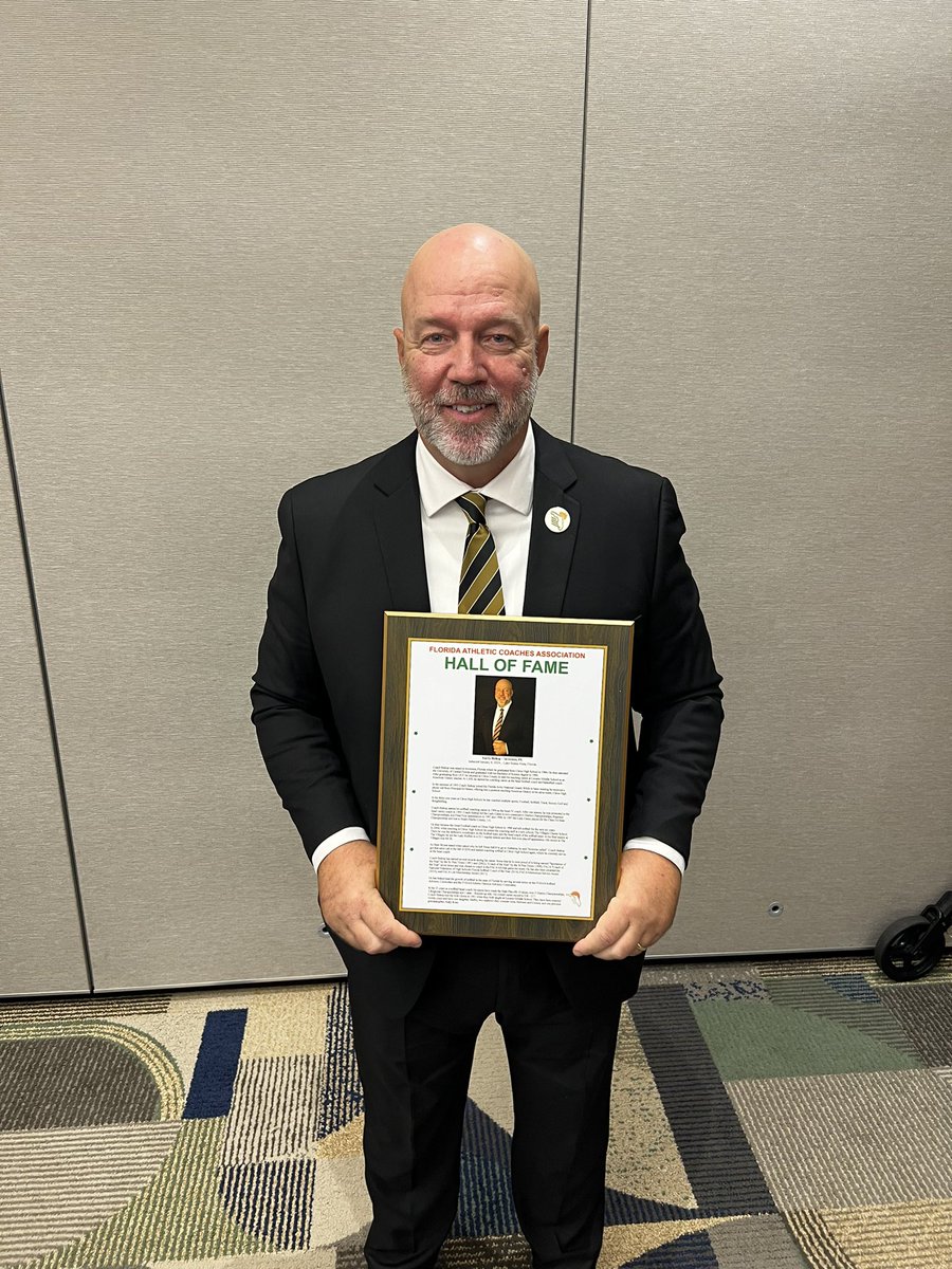 Celebrating a legend today!!  Congratulations <a href="/wlbj21/">Larry Bishop</a> for being inducted into the Florida Athletic Coaches Association Hall of Fame.   Thank you for your dedication for over 30 years of coaching, mentoring, and leadership.  <a href="/CHSCanes/">Citrus High School, Inverness, FL 🌀🌀🌀</a> <a href="/Citrus_Canes/">Citrus Athletics</a> #OneHurricane #Legend #HOF