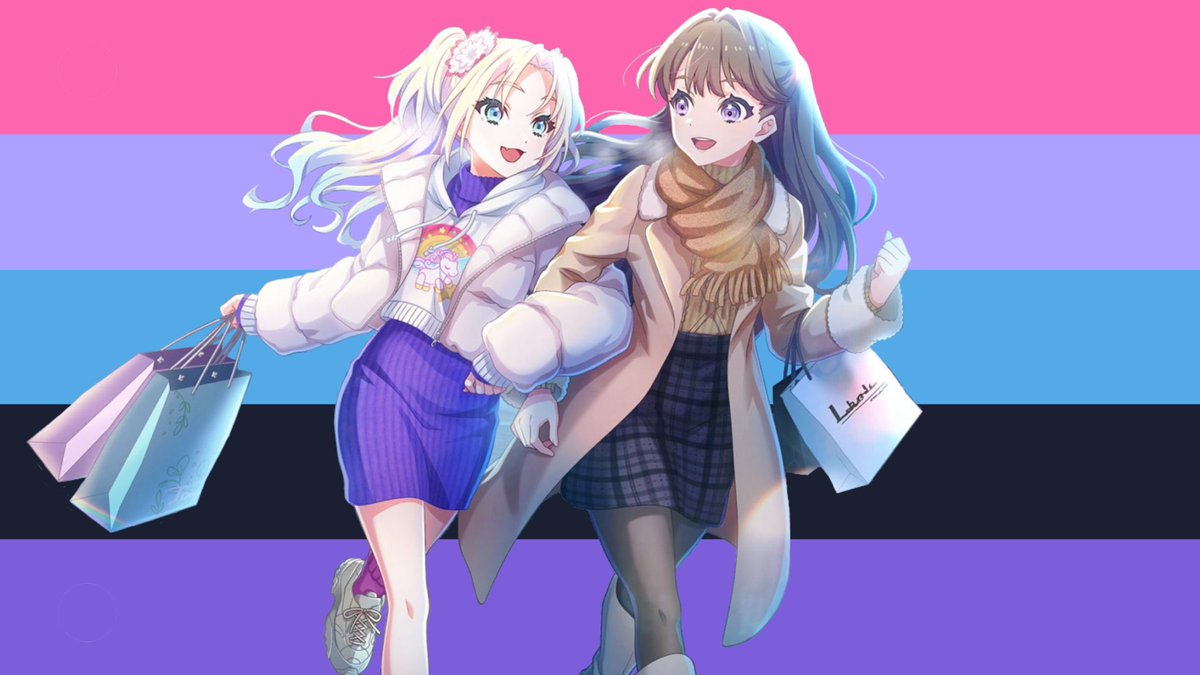 loveliveflagOTD's tweet photo. today’s love live pride flag of the day is the asexual bi flag from rurino osawa (and megumi fushijima) [ petite patisserie ] https://t.co/wLOpkQcykl