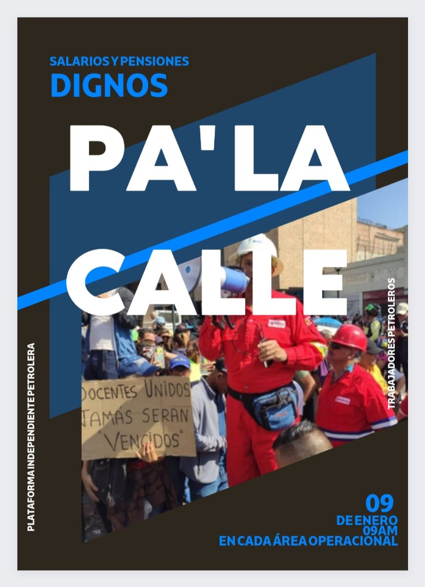 Los Jubilados de #PDVSA llaman a concentrarse  en cada área operacional para seguir exigiendo el fondo de pensiones despojado. 
#El9PaLaCalle