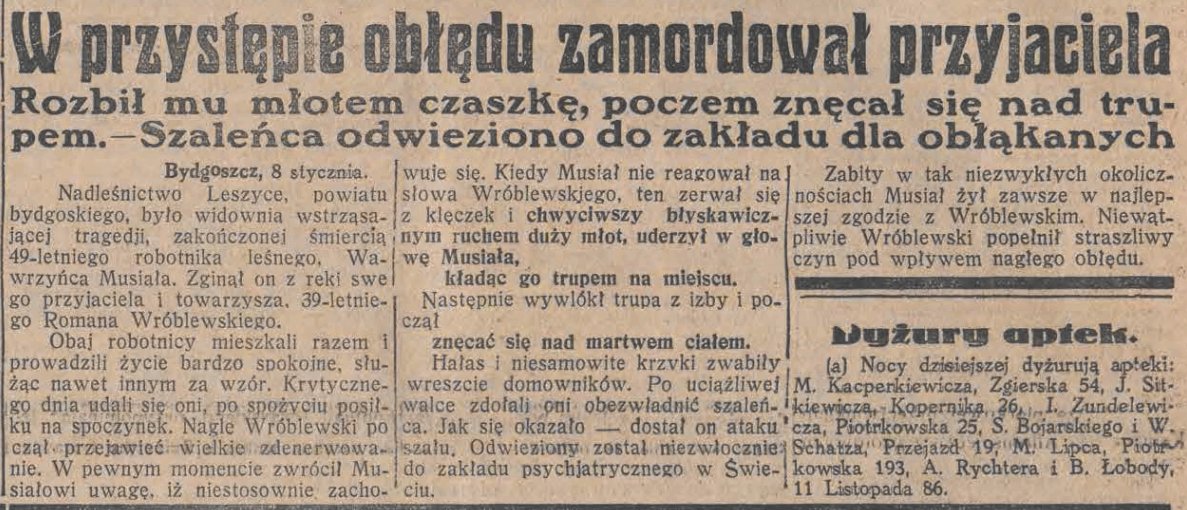 Wiadomosci_'s tweet photo. 8 stycznia 1934
#Bydgoszcz Zabił młotem przyjaciela i znęcał się nad trupem
#Zakopane Potworna zbrodnia w Chochołowie
#Rzym Nietypowy spór o czaszkę człowieka
#Fiji Ludożercy chcieli pożreć naukowca na świąteczny obiad, ale ten użył fortelu i włączył #radio https://t.co/3OJjGvnv26