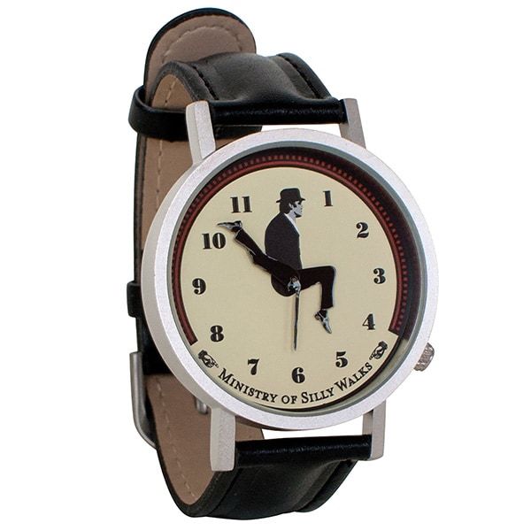 Perfect for the Monty Python fan in your life! Watch John Cleese distort himself as the hours pass. Features Japanese quartz movement, 35mm diameter face and adjustable leather band. Shop Now: bit.ly/47YycCS #MontyPython #JohnCleese