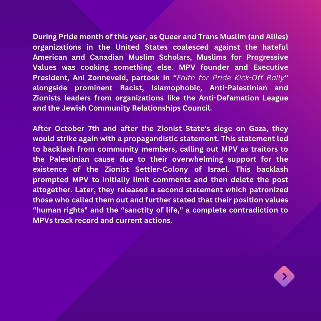 ‼️ (29) Queer &amp; Trans Muslims Organizations from (15) different countries want accountability. 

📣 Listen up MPV &amp; IRGM, don’t be think you escaped accountability for all the years y’all used our struggles under a false pretense. —