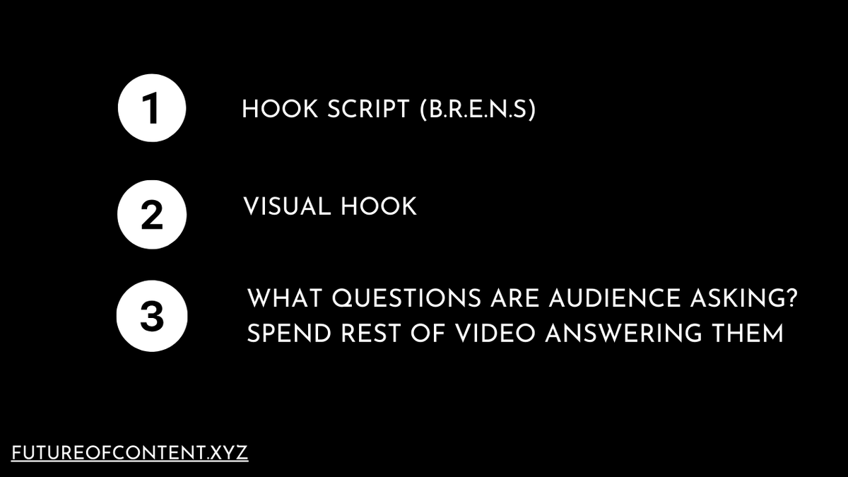 rileybrown's tweet photo. The Ultimate Scripting Guide for TikTok and IG
Short Form Content

I went from:

- 0-520k followers on TikTok (12 months)
- 0-170k on IG (8 months)

And this is my 3 step mental model that I use to outline / script basically all 200+ videos that I made 

(220M views in 2023)

⭐️Intro: Before the 3 Steps. A Reminder

The cost to switch to a new video on TikTok and IG is nothing (Literally scrolling up with the thumb)

So... in every video I always try to 

- Immediately: forshadow & highlight the value
- then: get straight to value
- and then: keep applying value like a chess player applies pressure on their opponent.

Even when the the person watching my video (HERO) wants a break from value, I keep applying it. 

I make it rain value like Floyd Mayw... you get the point

.....

For the rest of these lessons (on Future of Content -> where I post basically everything I learn about the intersection of content strategy and AI tools, free) I’m going to use “HERO” as the avatar name of the viewer of your/my video.

📓We will be discussing The 3 Main Steps

1: Hook (B.R.E.N.S.)
2: Visual Hook: Assist with BRENS
3: What Questions is HERO asking him/herself during Hook?

1️⃣Hook: (B.R.E.N.S.)

When creating short form content (Reels, TikToks, Shorts) Your first 2-3 sentences should convey as many of these as possible without overrambling.

B] Big (Is it Big, Significant, Important, To HERO?)

- This is wild!
- You won’t believe this!

R] Relatable (Does it resonate with HERO?)

“I thought this was confusing at first, but”
“You may think X, but”
“I feel your pain, but”
Mention Taylor Swift

E] Easy (Does HERO think what’s to follow will be easy to follow)

You can do _____  in 4 simple steps
I will show you the X System I created to ____

N] New (Does HERO immediately think his worldview could be shattered?)

“This changes everything!”
"This new piece of tech changes everything"
"Irrelevant AI Tool will Replace entire industries by next week" - Ask the Twitter Threaders... this works, but destroys credibility.

S] Safe (Worth Watching to HERO? - Matters more in longer videos 3M and up)

- You need to see this
- By the end you will
- This will be worth it

This one is the least important if you give off a good vibe or have a strong reputation.

2️⃣ Visual Hook (During the first 2 sentences above)

Instagram (especially) and TikTok are very visual platforms

Pairing a Visual Hook at the beginning durning the first few sentences is so powerful.

The visual hook could be an image or video, that conveys the central meaning of the video. If you’re making a reaction video, the first frame should be the most interesting part of the video.

People like 

- specific things
- specific processes, 
- specific demonstrations
- specific examples. 

So show them the coolest part of that thing... On the screen... in the first 2 seconds... and say this hook: 

This is insane ((B))! This new ((N)) thing will allow you to do something alot of people want to do ((R)), and you can do it in just three steps ((E))"

If its a video show them the most important part of the video in the first 1-2 seconds, and if the video is busy literally edit a red circle around the part the viewer should be looking.

Visual Hooks should be intruiging yet self explanitory. Sometimes it overcomplicates things.

If you want an absolute master class at visual hooks... Look up a TikToker by the name of Dylan Page. He is the best in the world at this.

3️⃣Response to Questions

During your Hook, HERO, will ask questions to himself about this really engaging BRENS fueled Hook.

The rest of your video should as quickly as possible, answer those questions in an efficient manner. 

It might only be 2 questions, it could be 4.

This part is where MOST of the intuition and skill is

Founders of AI tools suck at this: The questions that they think their audience is asking, ARE NOT the questions they’re asking and their videos are aimless displays of irrelevant software to a confused audience.

You need to answer them in a predictable fashion with a coherent, cadence, don’t waste a second.

Answering those questions, that you in someway, shape with your framing of the BRENS, but your audience's imagination will bring up Questions.

That's called Empathy, being able to understand what questions they're asking themselves.

This is the hardest part, and requires deep thinking.

EXAMPLES: Next Tweet