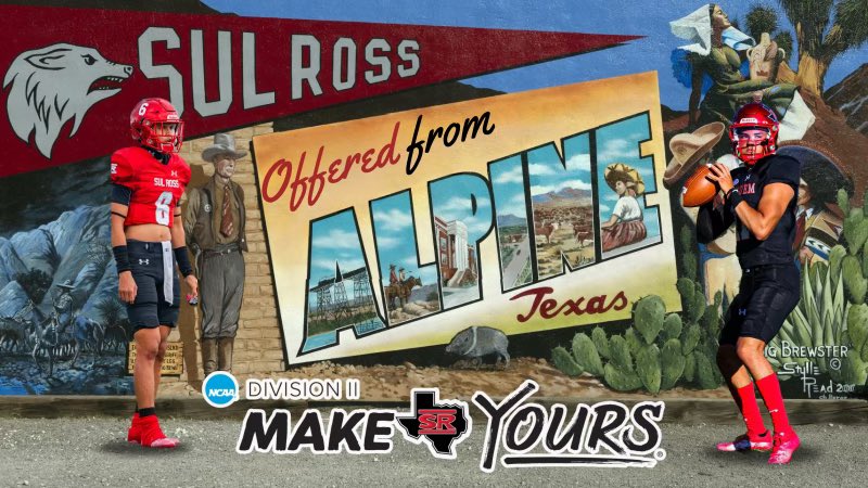 #AGTG After a great conversation with  <a href="/CoachHarmening/">Kurt Harmening</a>, I am blessed to receive my first offer from <a href="/SRSUFootball/">Sul Ross Football</a> #BrandEm