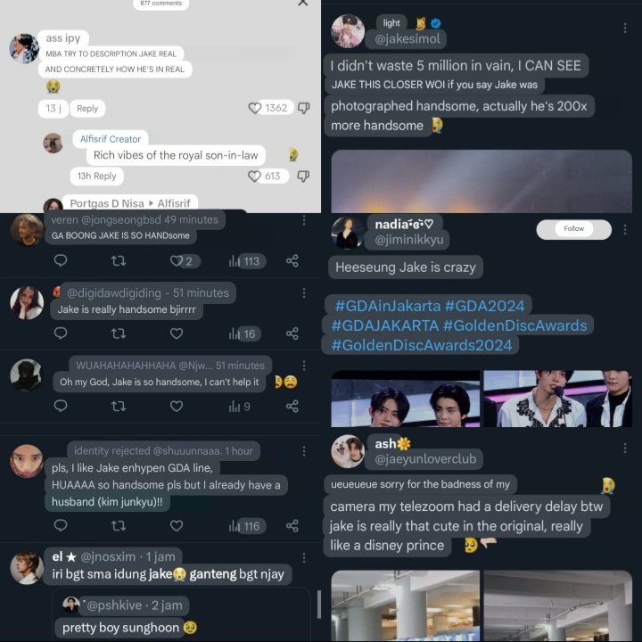 luvrunext's tweet photo. A lot of fans who watch GDA say that Jake and Heeseung are more handsome in real life. The other members look the same as on the phone screen, but heeseung and Jake looks more handsome if you see them in person. Many nonfans also praised Jake's visuals— https://t.co/39qvN9rraO
