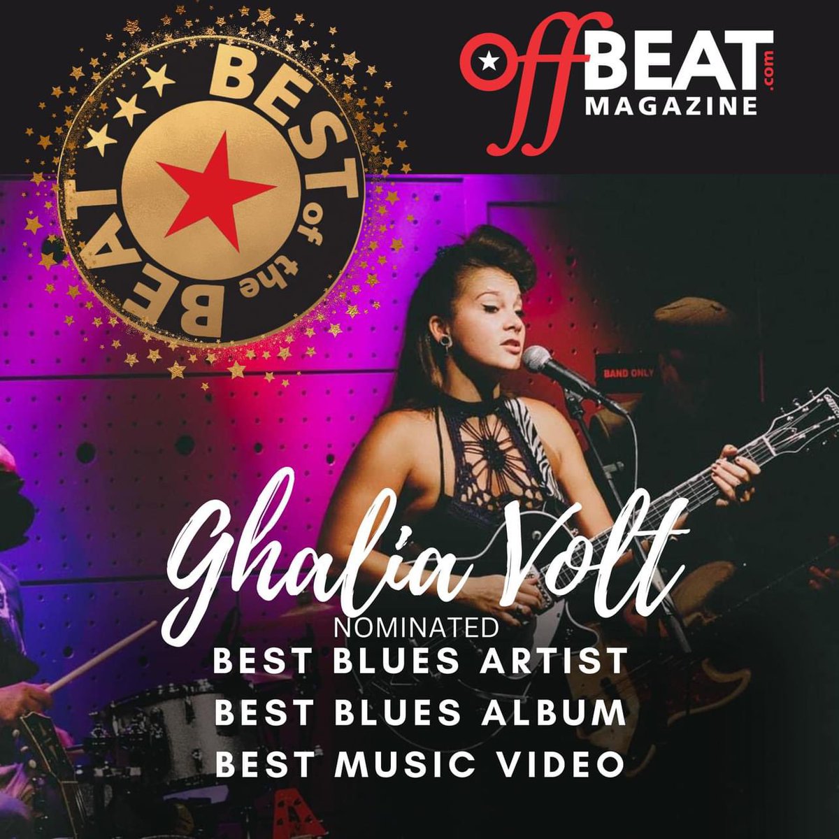 BluesCaravan's tweet photo. 👏 Please help us 🎉 CONGRATULATE Ghalia Volt &amp; Eric Johanson for their nominations in the OffBeat Magazine’s 2023 “Best Of The Beat”  
🗳️VOTE NOW!  https://t.co/yMeG8Jv4T3
@OffBeatMagazine #ghaliavolt #ericjohanson @RufRecords @BluesBrat https://t.co/A9Omt9FvSQ