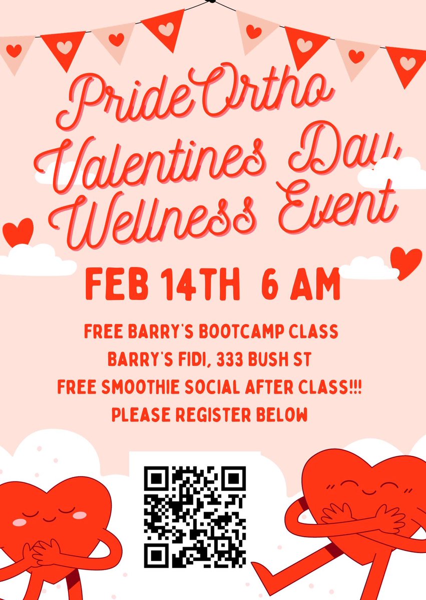 pride_ortho's tweet photo. Join us for our first ever AAOS wellness event with a free Barry’s Bootcamp class! Valentines Day morning. Space is limited so please register! https://t.co/jkN7i4u5O6 https://t.co/EVT6TQB5pV