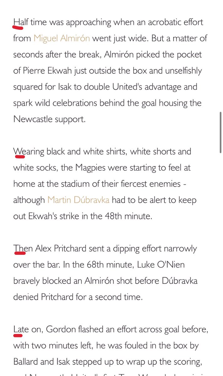 Must say, I enjoyed reading the match report on the NUFC website.
#NUFC