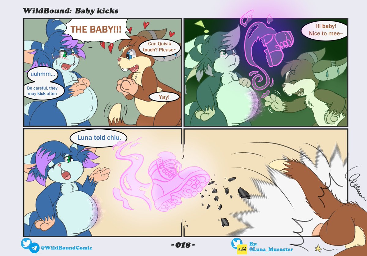 WildBoundComic's tweet photo. WildBound Season3: Baby Kicks
A few weeks have passed and Luna's belly already looks bigger! Quivik gets excited and asks if he can caress the baby a little...
It seems that the little one is starting to show their powers even before they born!
#WildBoundComic https://t.co/DDKo9GX6Uh