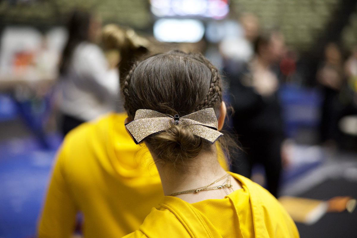 MizzouGym's tweet photo. Tonight, we compete for more than just us 🐯🦁

In solidarity with @LionsGymnastics, we are wearing Lindenwood gold ribbons in an effort to #savelindenwoodgymnastics ❤️

#MIZ🐯 https://t.co/pStSLeOfq6