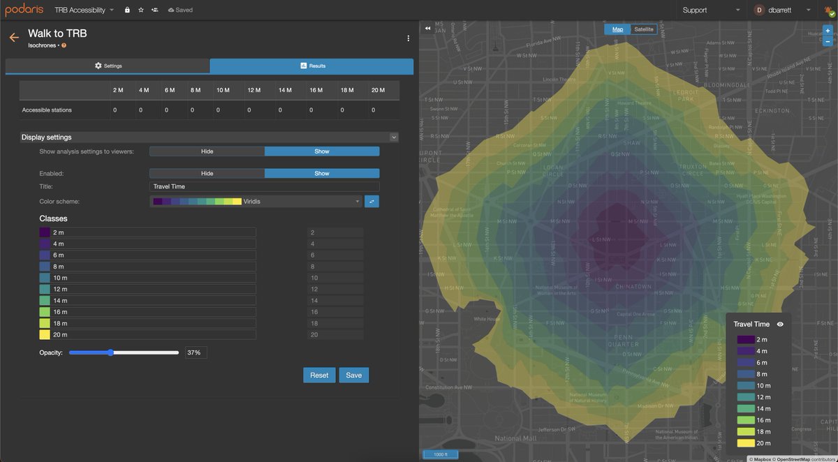 🎉 It's TRB-Eve! Are you wondering how long it will take you to *walk* to the Walter E. Washington Convention Center tomorrow?

Wonder no more! Podaris is a collaborative transport planning and analysis platform.

📍Stop by booth 1217 to see Podaris in action!

#TRBAM #TRB2024