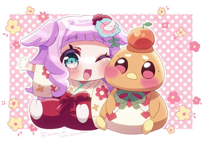 2024年1発目の放送ということでお正月なエルちゃんとツバサくん描きました🎍🌸🍊
#precure 