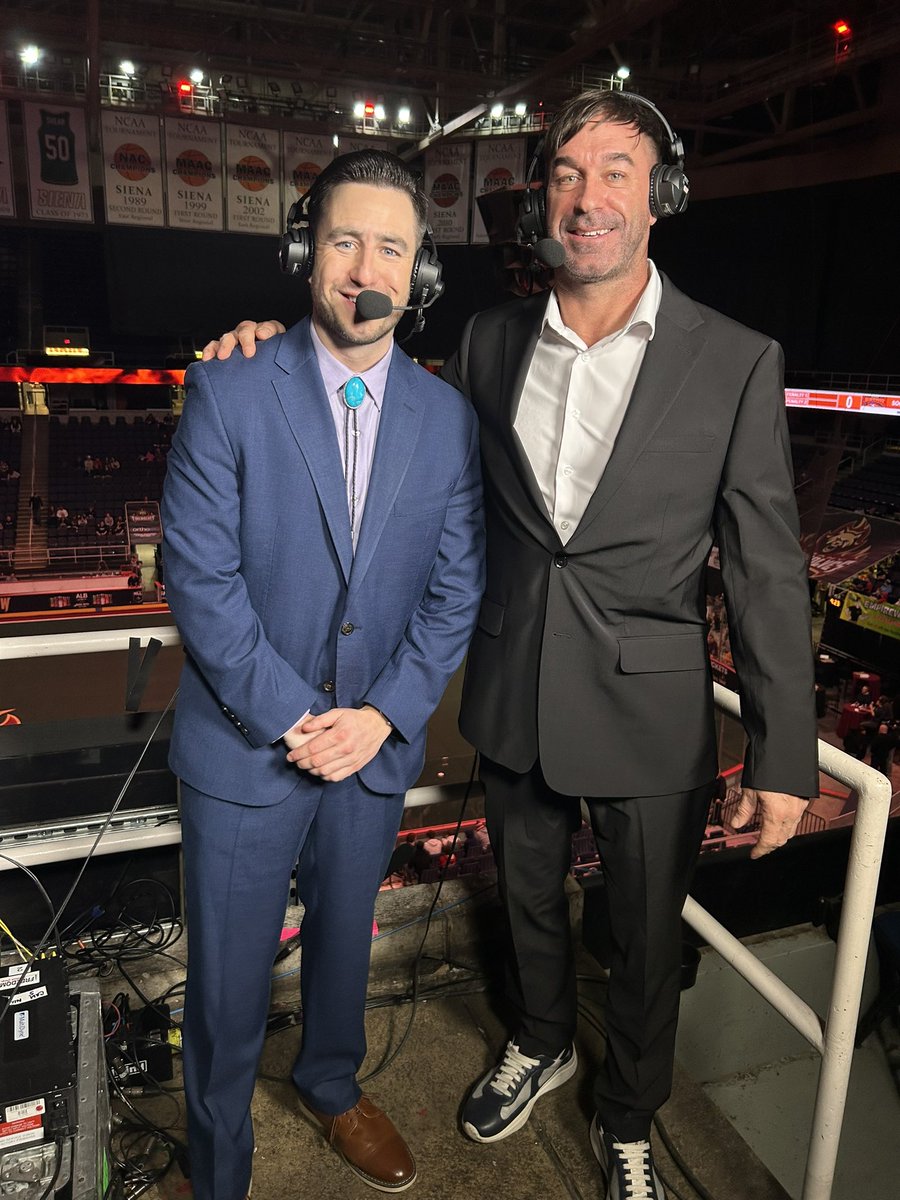 “The best looking duo to come out of Syracuse University.” -@caseypowell22 Great to have the @NLL Hall of Famer and @CuseMLAX legend up in the booth with us tonight. @Miller247Time is on the floor. @AlbFireWolves @HFXThunderbirds coming up at 7 PM on @ESPN