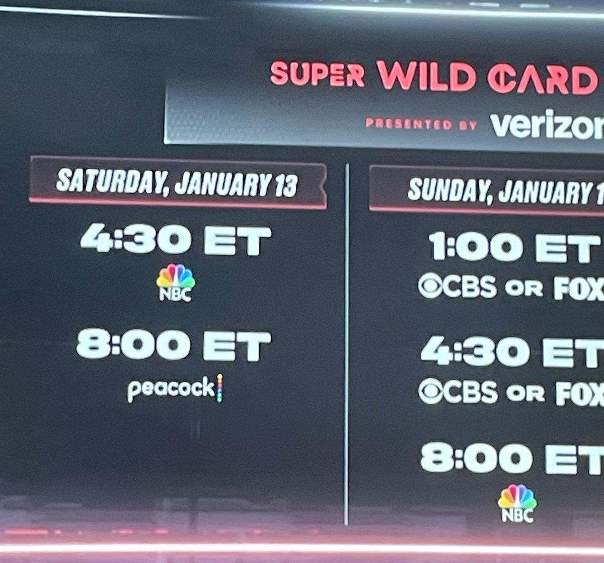 JimmyTraina's tweet photo. I really can’t wait for the collective meltdown that’s gonna happen next week when millions of people discover an NFL playoff game can only be watched on Peacock. https://t.co/sB7m9mqcGp