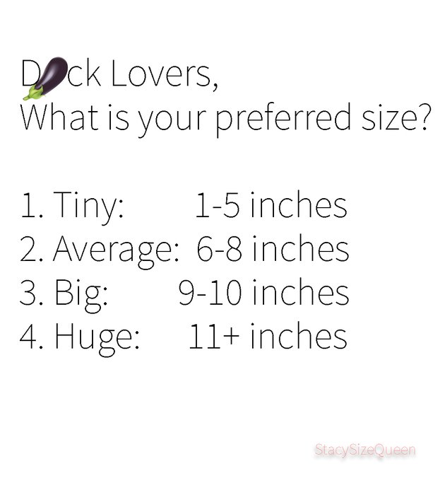 Retweet and let's find out what everyone says! :D  I prefer "Big" but sometimes a nice thick average<a href="/tag/humiliation"class="tags"><span>#humiliation</span></a><a href="/tag/sph"class="tags"><span>#sph</span></a><a href="/tag/ew"class="tags"><span>#ew</span></a>