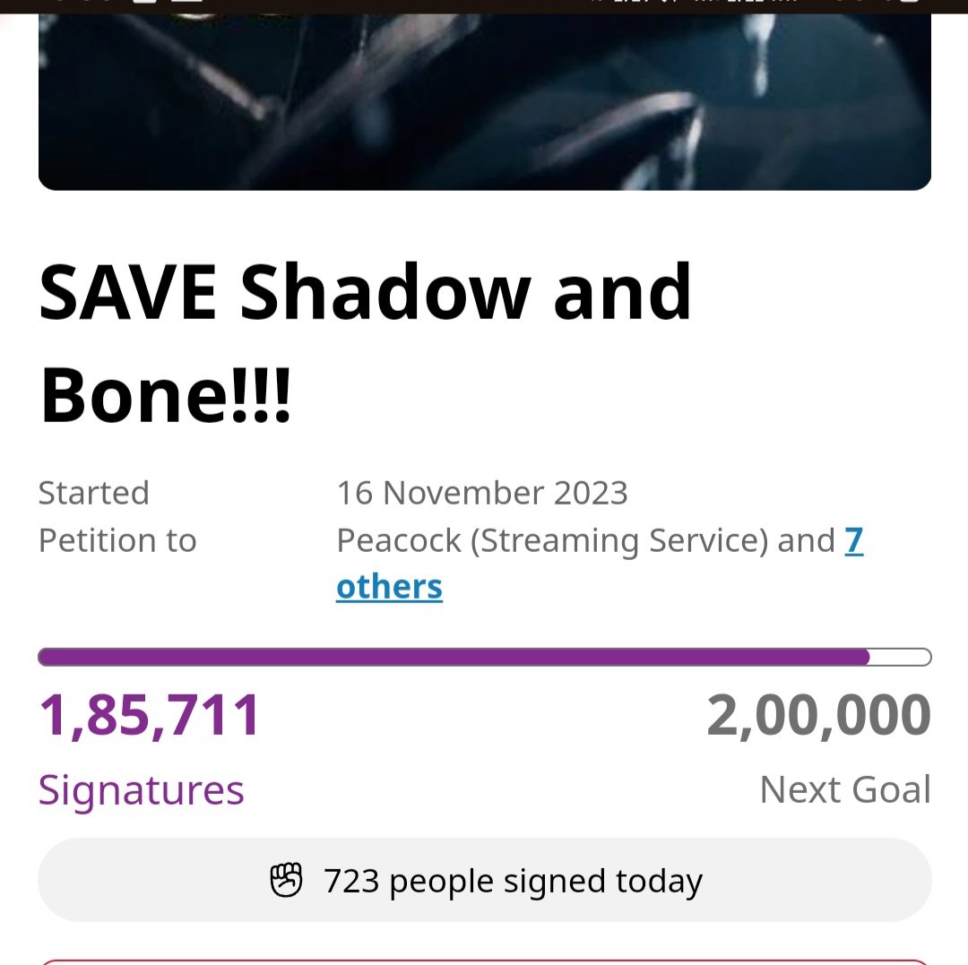 Ren161016's tweet photo. #StunningVFX #SaveShadowAndBone #SixofCrowsSpinoff number of ppl signing went up again https://t.co/fsbQmymwF7