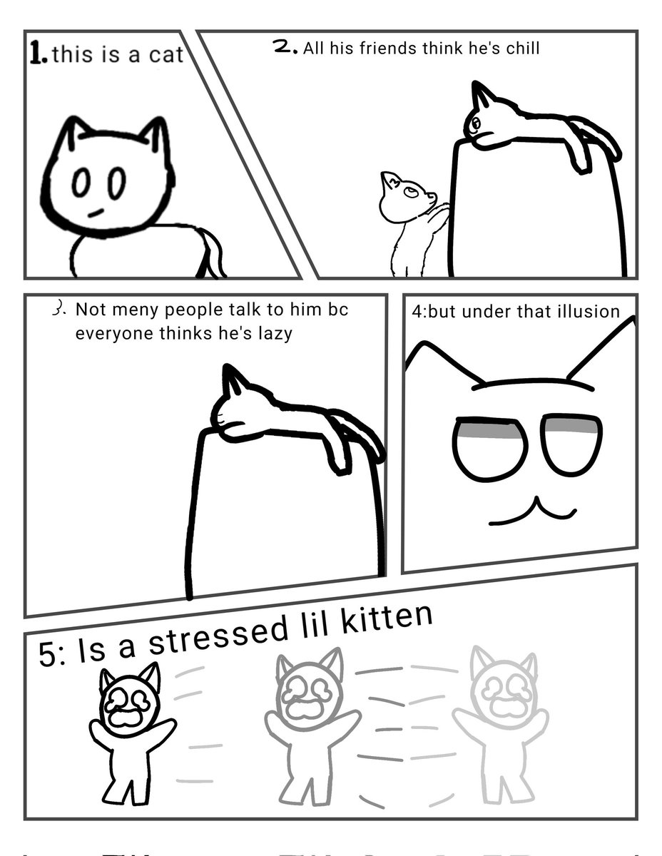 PiggyWorldTimmy's tweet photo. Just a quick comic thing bc I'm bored #comic #ComicArt #kitty #Cat #stressed #catcomic #chillcat #chill #fakeing #art https://t.co/JZHuIxcYQ7