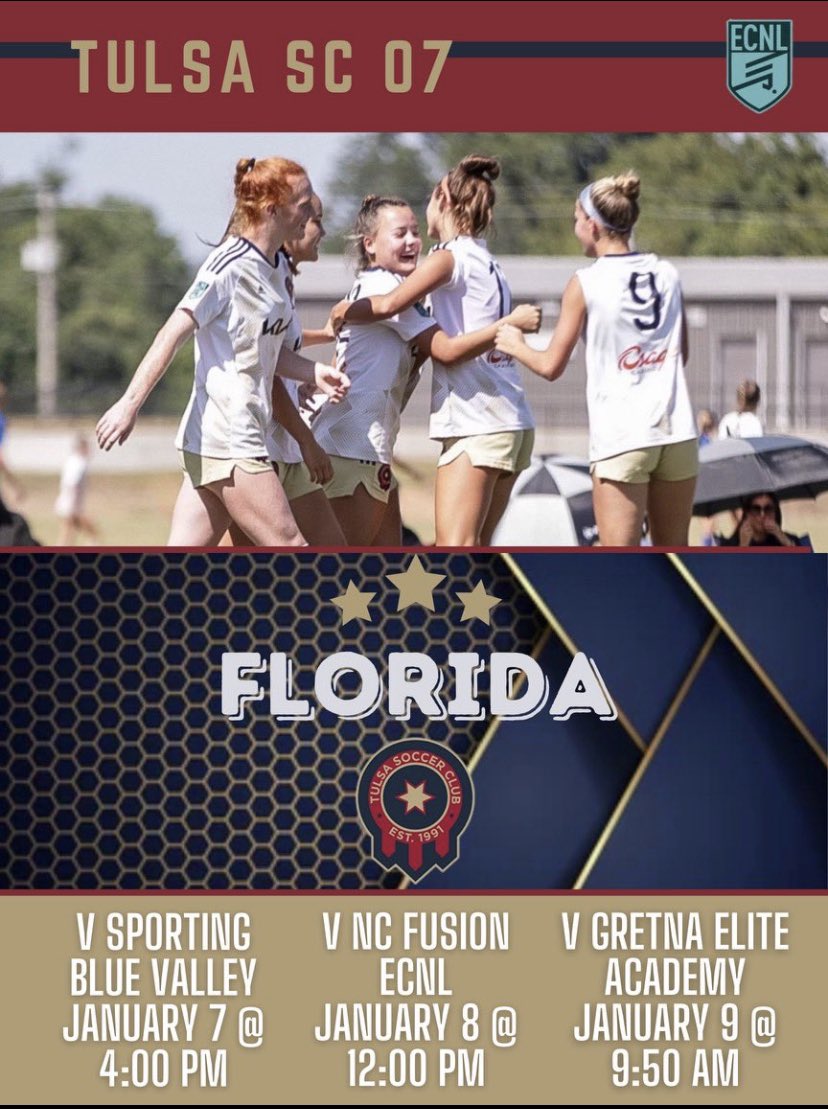 Julia Grisaffe (@grisaffejulia) on Twitter photo Excited for the Florida Showcase! Our first game is tomorrow at 4:00pm! Come watch us play! <a href="/TulsaSC_07_ECNL/">Tulsa SC 07 Girls ECNL (25/26)</a>
<a href="/ECNLgirls/">ECNL Girls</a> <a href="/CollegeSoccerID/">College Soccer ID</a> <a href="/CoachLewisAmos/">Lewis Amos</a>
๐๏ธโฑ๏ธโ๏ธ๐ Excited for the Florida Showcase! Our first game is tomorrow at 4:00pm! Come watch us play! <a href="/TulsaSC_07_ECNL/">Tulsa SC 07 Girls ECNL (25/26)</a>
<a href="/ECNLgirls/">ECNL Girls</a> <a href="/CollegeSoccerID/">College Soccer ID</a> <a href="/CoachLewisAmos/">Lewis Amos</a>
๐๏ธโฑ๏ธโ๏ธ๐