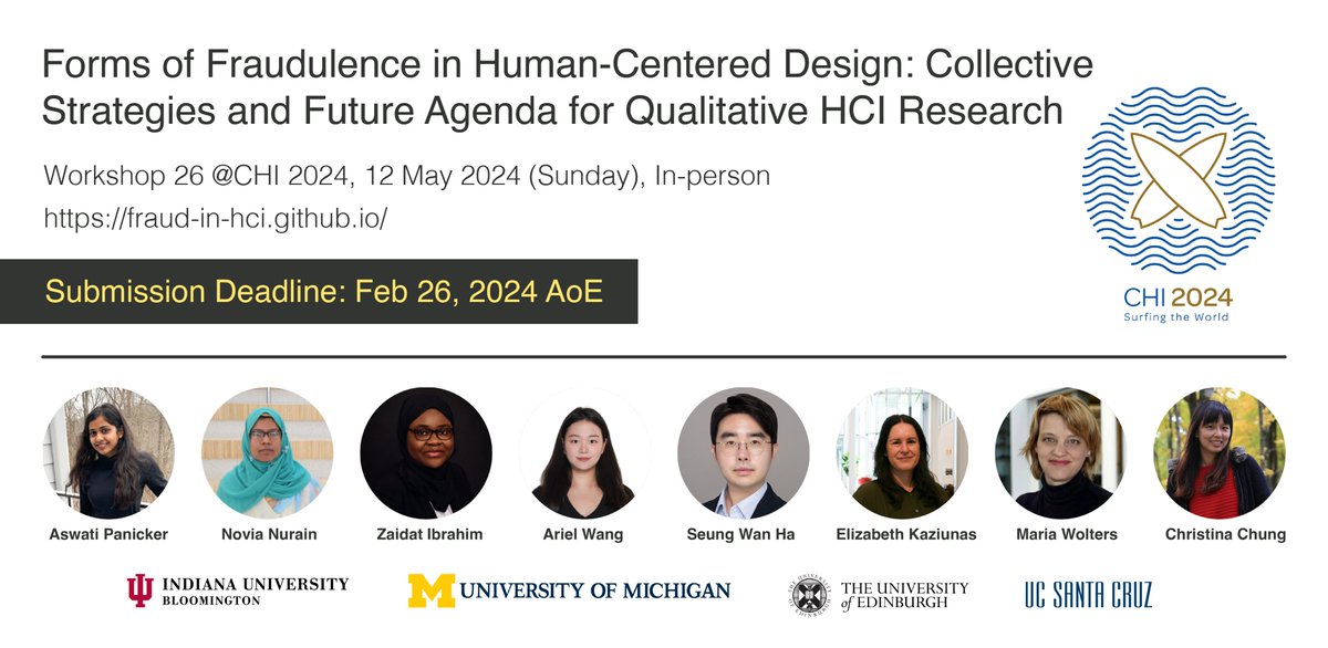 Christina Chung (@sweetflute) on Twitter photo Have you experienced fraudulence while conducting an HCI study? You are not alone! Consider submitting a case study to our <a href="/acm_chi/">ACM CHI Conference</a> #chi2024 workshop to discuss experiences, define fraud, brainstorm strategies on research integrity, and build community. bit.ly/frdhci Have you experienced fraudulence while conducting an HCI study? You are not alone! Consider submitting a case study to our <a href="/acm_chi/">ACM CHI Conference</a> #chi2024 workshop to discuss experiences, define fraud, brainstorm strategies on research integrity, and build community. bit.ly/frdhci