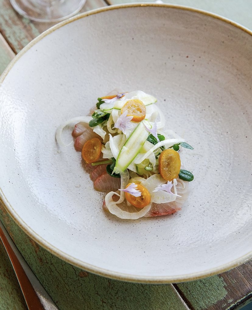 Freshest Crudo today 👉🏻 Spencer Gulf Kingfish, lemon myrtle ponzu, fennel, baby watercress and sunrise lime. By Donovans Restaurant 💙