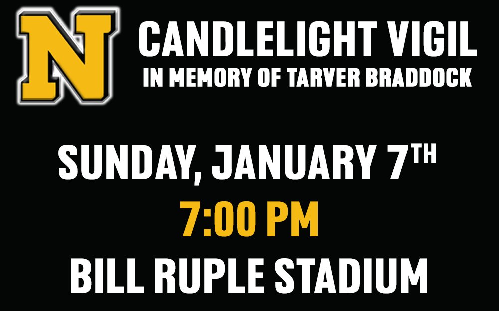 There will be a Candlelight Vigil in Memory of Tarver Braddock tomorrow night (Sunday) at 7:00 PM at Bill Ruple Stadium.