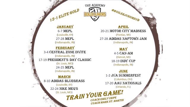 Boiler Jrs 15-1 schedule for 2024!!! So excited to start this year off by playing in Kentucky this weekend!!
