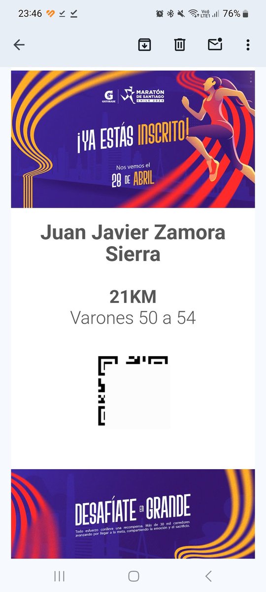 jjazas's tweet photo. Inscripción ok... A seguir sumando kms. https://t.co/qaJ6fAxEU8