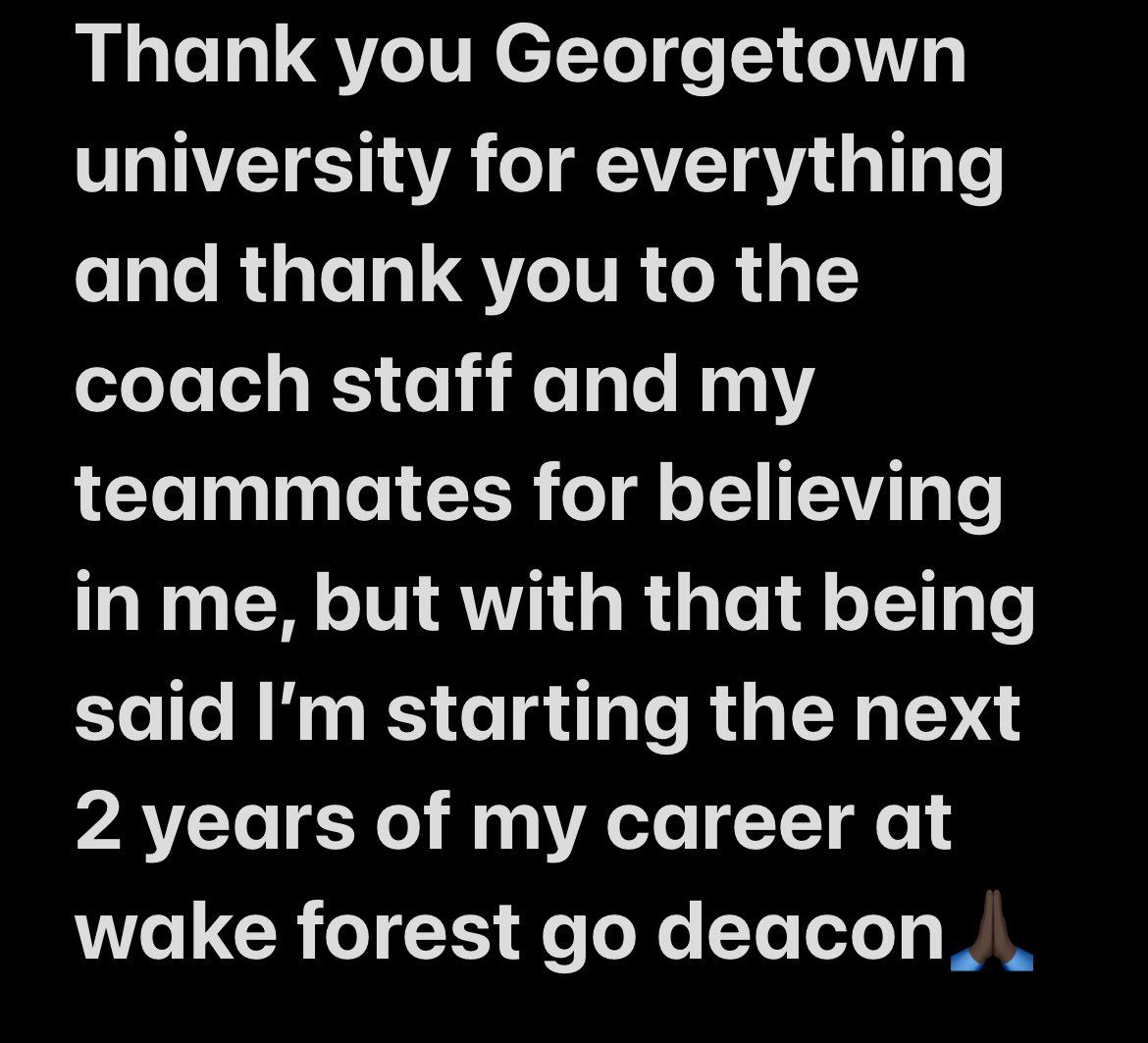 Go Deacons thank you for all who have supported me through this process.