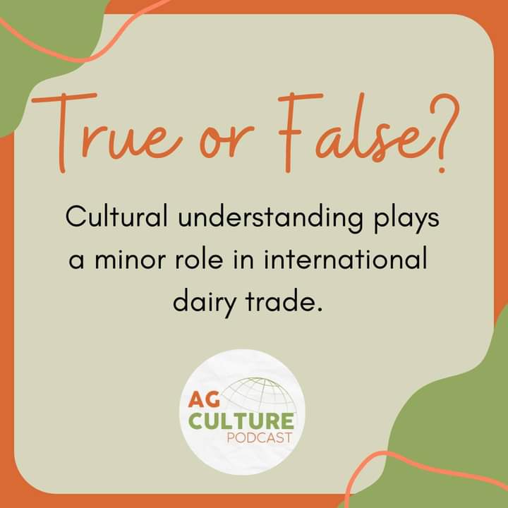 AgCulturePod's tweet photo. Let's play a quick game of true or false! 🤔 Do you believe that cultural understanding plays a minor role in international dairy trade? Share your thoughts in the comments below with 'True' or 'False' and why you think so!

We'll reveal the answer tomorrow! Stay tuned! 🌍🥛 https://t.co/RwkaFcYID5