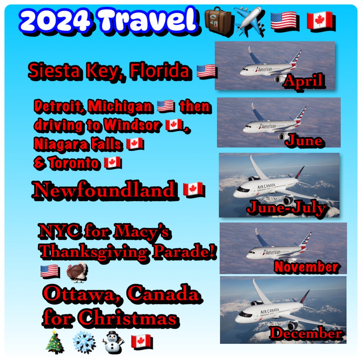 Someone once suggested “'ONCE A YEAR, GO SOMEPLACE YOU'VE NEVER
BEEN BEFORE.' I have to ask, “Only once a year???” 🤷‍♂️ I’ve never been to #WindsorCanada or #Newfoundland so those trips should be especially exciting! #mroshieldsvacations #vacations2024 #travel 🧳✈️ 🚘 🛥️ 🇺🇸 🇨🇦