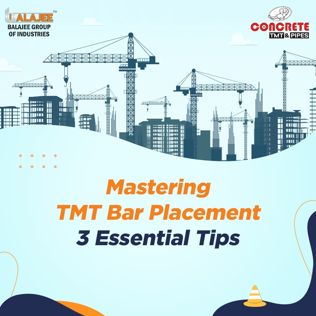 concretetmt's tweet image. 🔧 Building with TMT Bars? Here are 3 key tips for perfect placement: precision, spacing, and secure fixing. Strengthen your construction game! #TMTBars #ConstructionTips #StructuralStrength #architect #engineer #builders