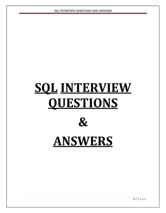 SQL Interviews Questions &amp; Answers You Should Know: 👇

[Bookmark For Future Reference] 🧵