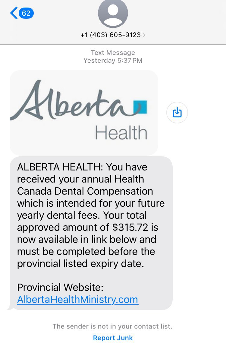 🚨SCAM ALERT 🚨

This scam is making the rounds via text message. 

Neither <a href="/AHS_media/">Alberta Health Services</a> nor <a href="/YourAlberta/">Alberta Government</a> Alberta Health use this website address.

Don’t be tricked into giving confidential information.