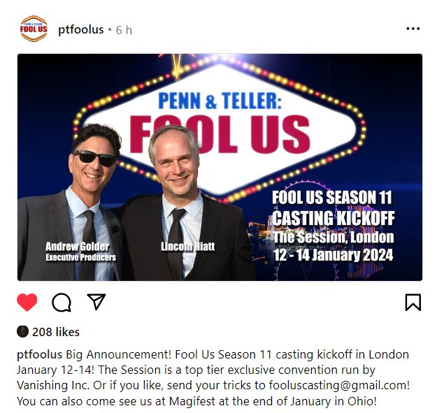 WendyBirdOZ's tweet image. We wanted it! We got it! Another Penn and Teller: Fool Us is in the works. 🥳
#pennandteller #PennJillette #Teller

From the PTFoolUs Instagram page - instagram.com/p/C1xSTiRPpKS/…