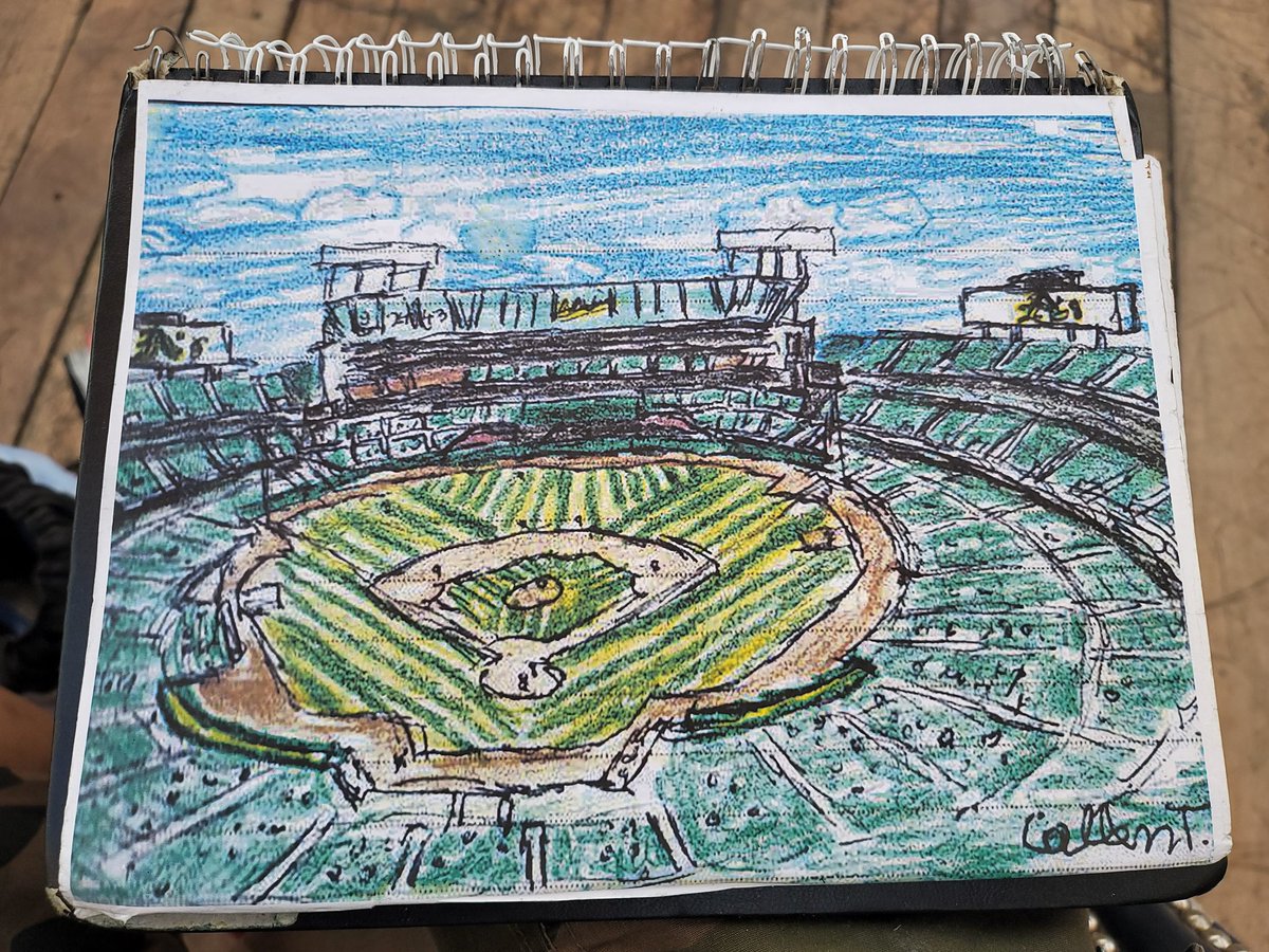 CallenHuey's tweet photo. Hey, @Athletics fans.  You deserve better than Mr. Con Artist John Fisher.  Here's my #sketch of #BaseballsLastDiveBar.  Prints are available at my #Etsy shop.  LINK IN MY BIO.

#athletics #Oakland #OaklandCA @RFWill149 #oaklandalamedacountycoliseum #mlb #oaklandcoliseum https://t.co/bYNjxuG66B