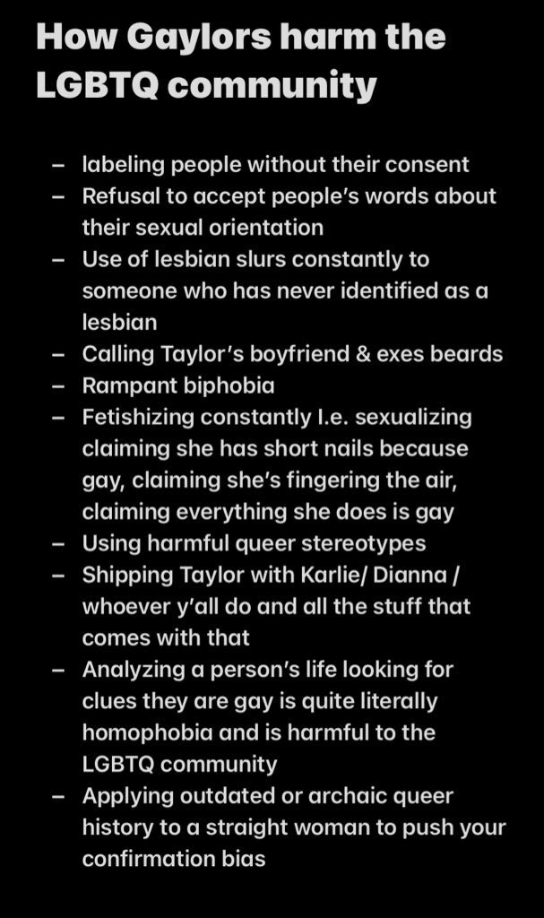 Stop trying to make this something it isn’t. It’s about how you people take things too far, make up conspiracy theories and do every thing on this list. It’s not okay and it needs to be called out. Your behaviors & beliefs are harmful to the LGBTQ community