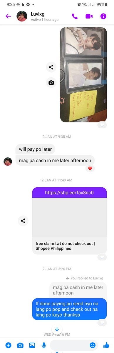 sandra64176754's tweet photo. Dont transact with @cart_ish 
Bogus buyer/joy miner 
 Nag mine  sya saakin nung dec 3
And 1 month dop without nrdp.
I try contacting  her again and she reply saying na mag babayad na po sya.Then nag ask sya ng lpf i said 20 tas di na sya nag reply. SAYO LANG AKO NAG BEG NG GANTO! https://t.co/T7VCFPbRZ1