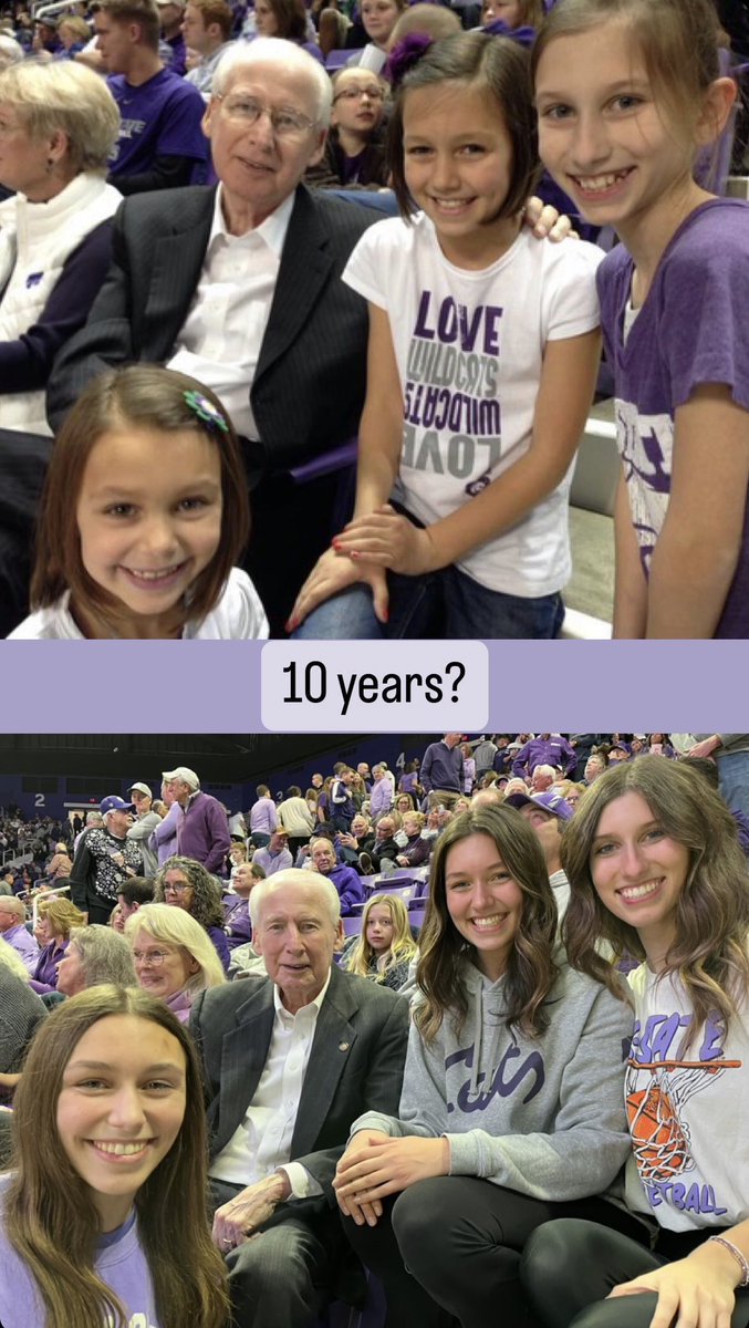 Great way to spend my birthday with my girls 10 years apart! Thanks <a href="/CoachBillSnyder/">Bill Snyder</a> and <a href="/kstatesports/">K-State Athletics</a> and <a href="/KStateMBB/">K-State Men's Basketball</a>.  Go Cats!!