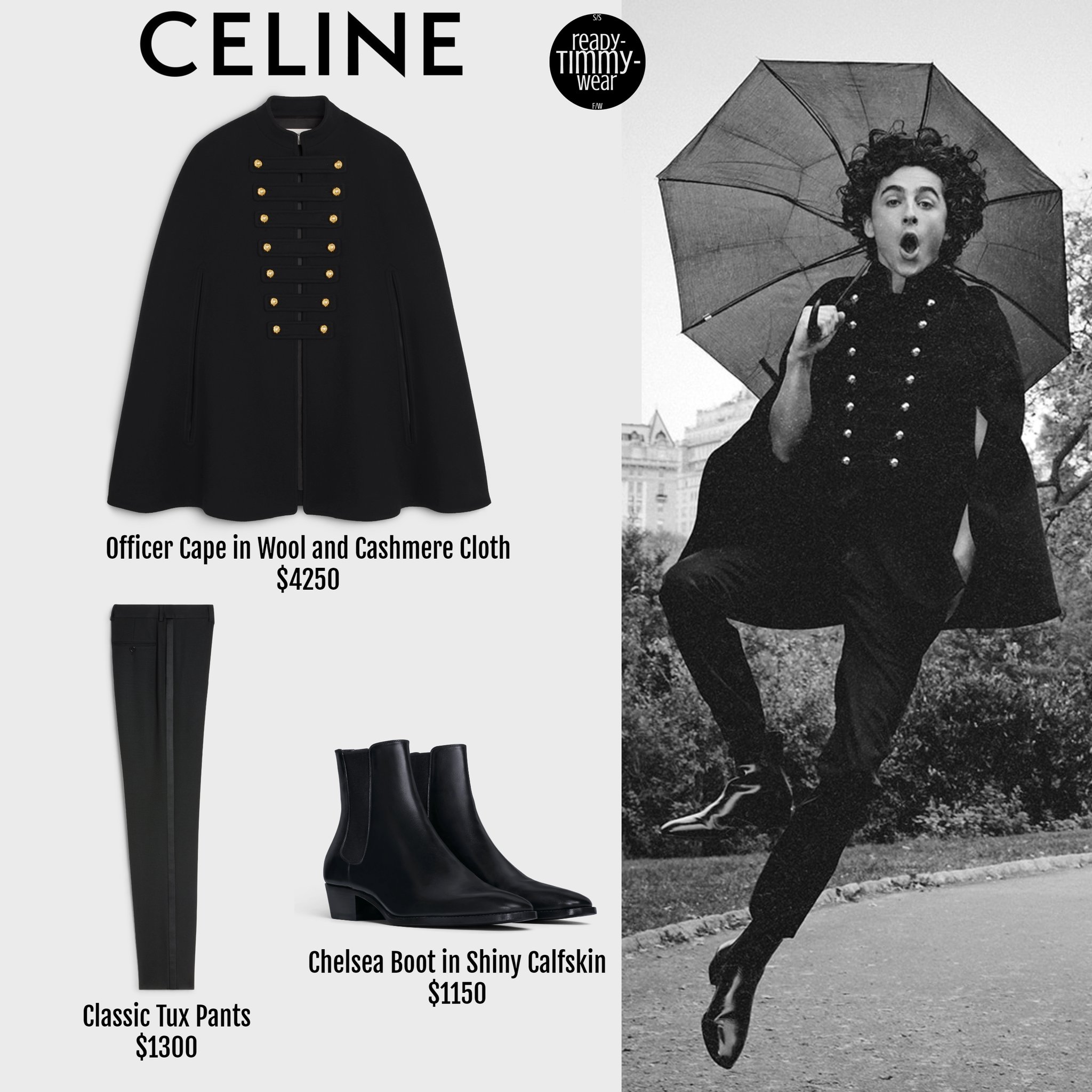 【CELINE】OFFICER CAPE IN WOOL AND CASHMERE CLOTH CELINE Officer cape in wool cloth and cashmere | 24s