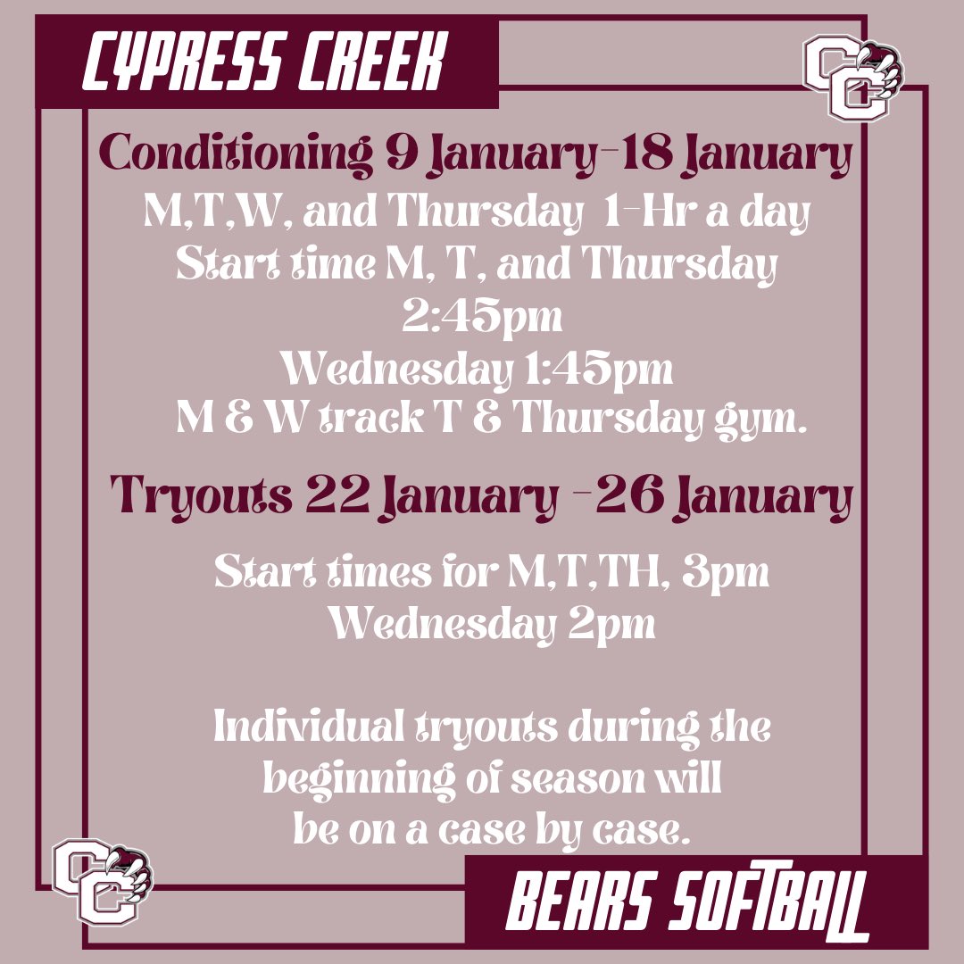 Cypress Creek Bears Softball tweet media