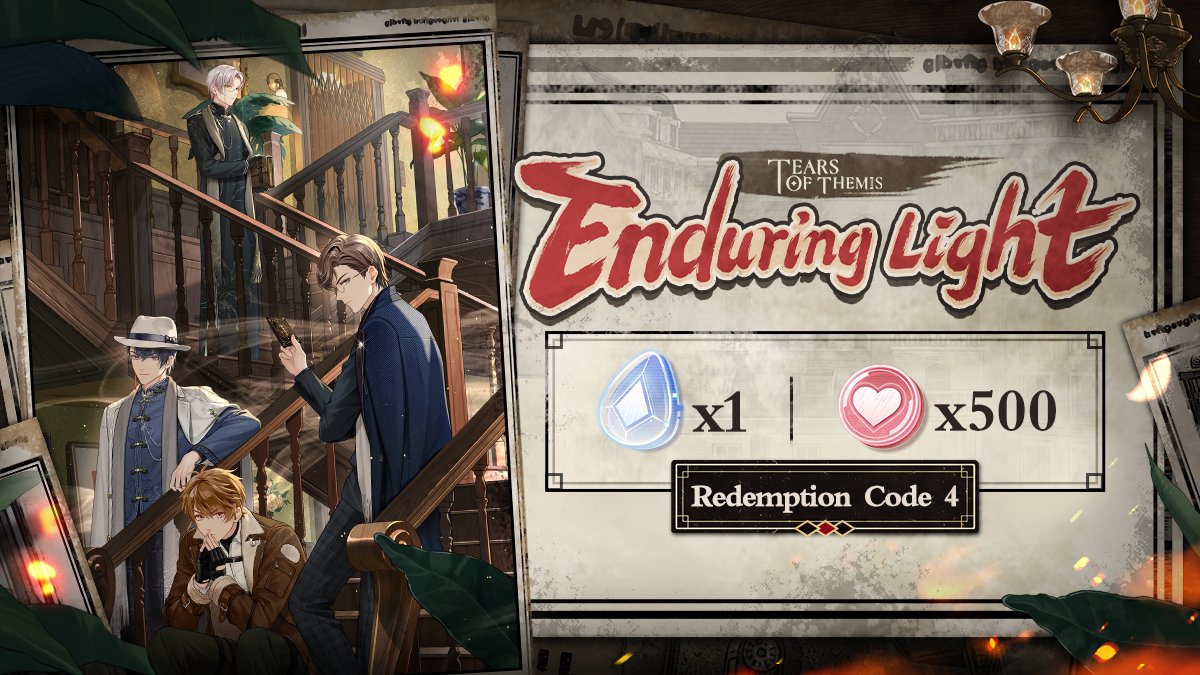 TearsofThemisEN's tweet photo. ✦ Enduring Light RC 4 ✦

As you investigate, the truth of the case slowly emerges.

✦ Tears of Themis - Limited ×1, Friendship Badge ×500
✦ RC: FB6AZPGAZRXX
✦ Valid until: 2024/1/21 04:00 (UTC+9)
✦ Redeem at: https://t.co/LBgQR6IRqu

#TearsOfThemis https://t.co/IWnlzpXsp1