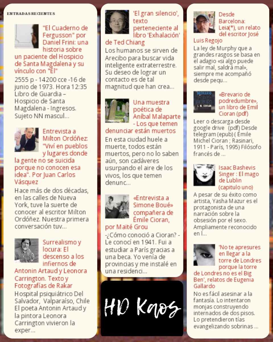 LecturaDigitalR's tweet photo. 📌LECTURAS RECIENTES

#arte #cultura #literatura #lectura #autor #escritor #poeta #libros #relato #texto #gore #reseña #narrativa #letra #artículo #ensayo #poema #reportaje #novela #música #fotografías #cuento #historias #entrevista #surrealismo #blog

📌https://t.co/DsVzhSAaXj https://t.co/6xZ4msOlor