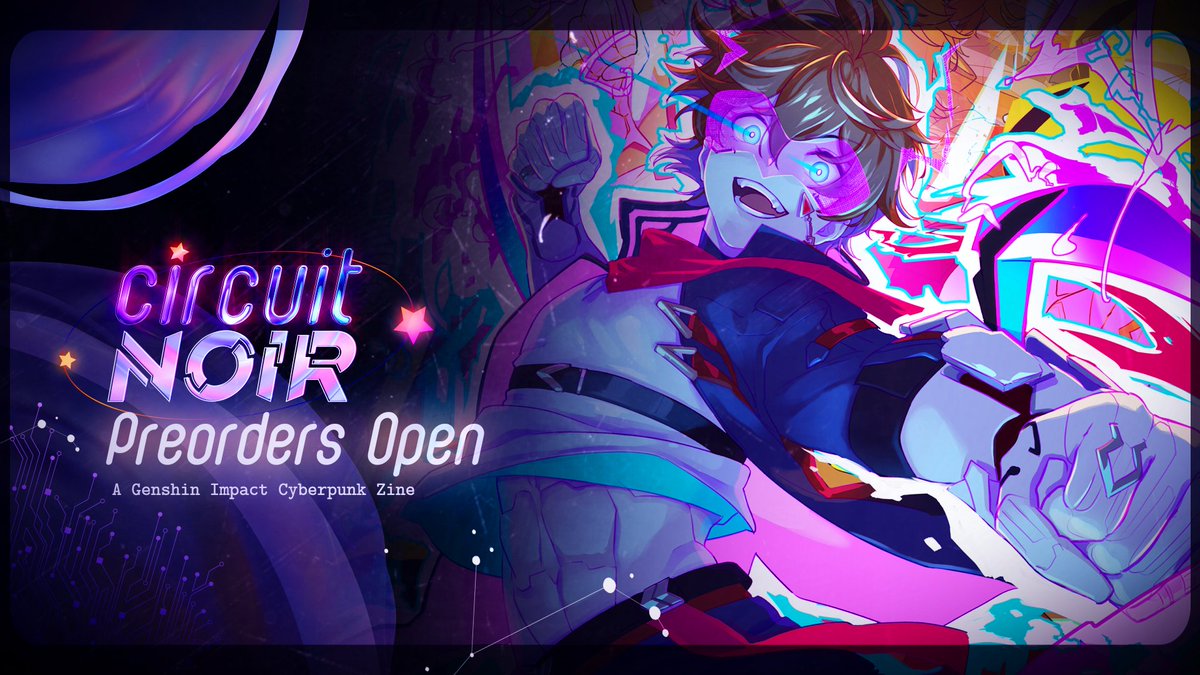 💫 PREORDERS OPEN💫 Whether machine or human, Circuit Noir: A Genshin Cyberpunk Zine invites you to see your favorite characters in a cyberpunk world ✨ 🛒 gicyberpunkzine.bigcartel.com 📅January 6th - February 17th