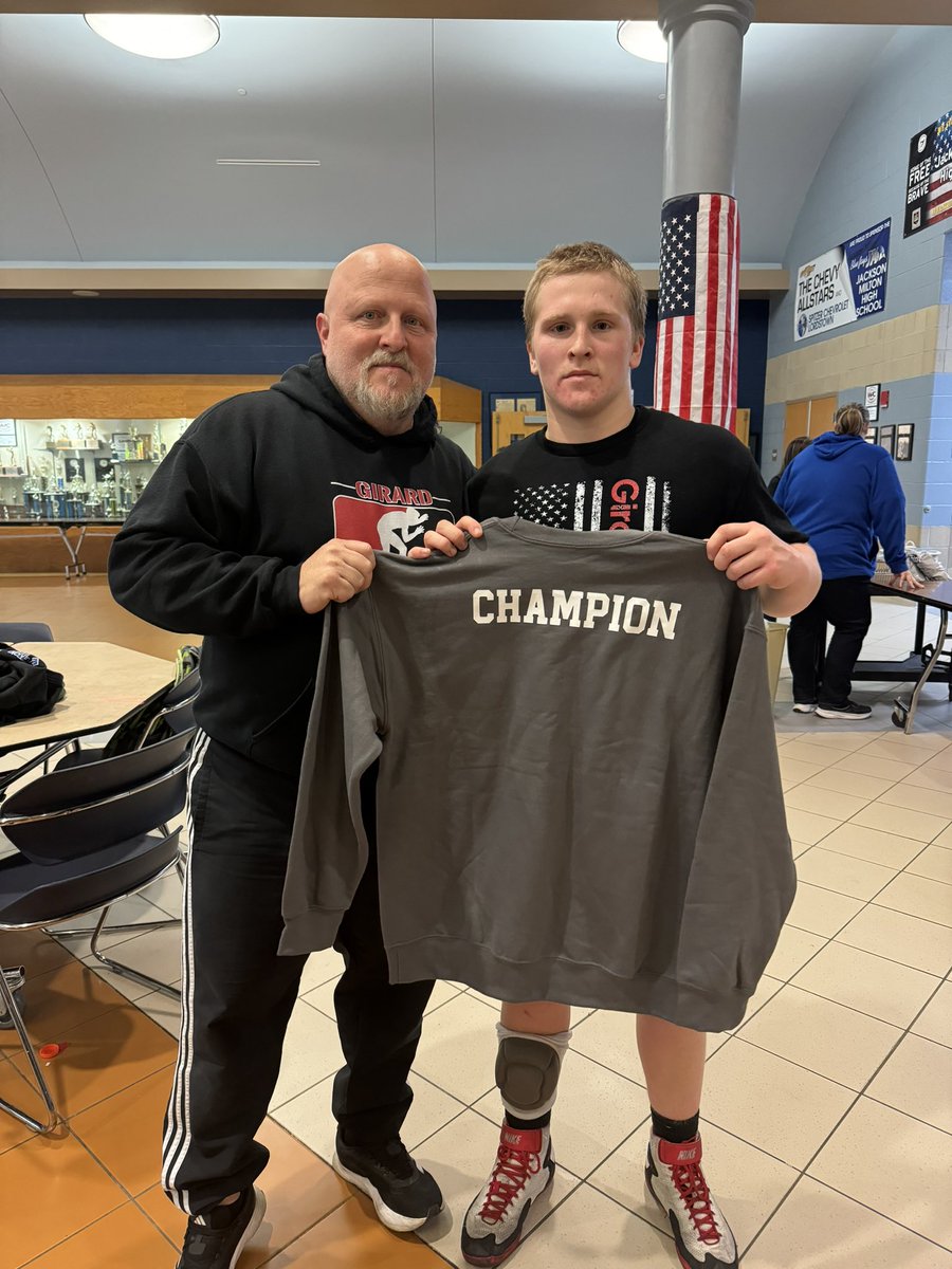 Great day for Tucker Steiner @SteinerTucko Jackson Milton 165 Champion. Great day for Girard Wrestling placed 2nd of 16 teams. 👏👏